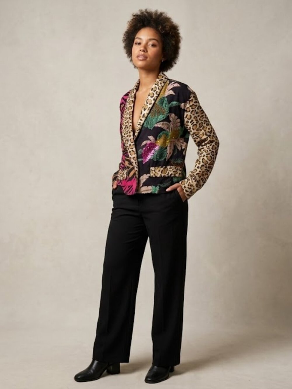 Surya Vintage 90s Multi-Color Sequined Crop Jacket Blouse, Women's Size S